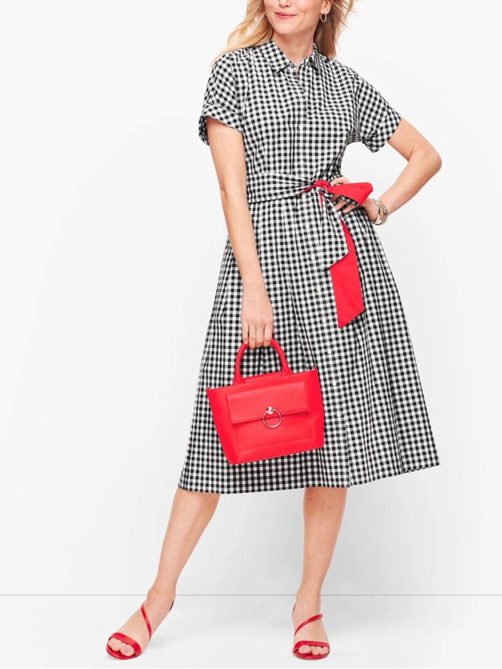 Talbots Gingham Shirt Midi Dress Picnic  Work Preppy Kentucky Derby Dress